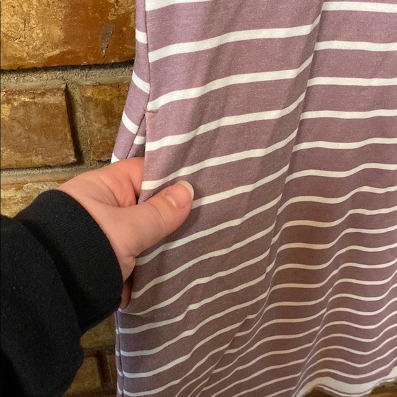 Lilac Light Purple Short Sleeve V-Neck Lightweight Sweater Mini Dress - Picture 5 of 10